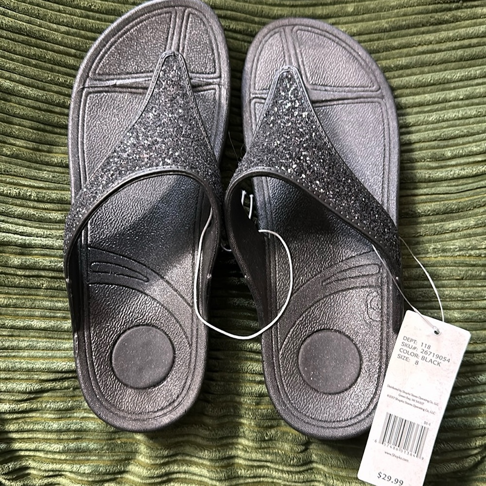 Northcrest new black sparkling sandals size 8